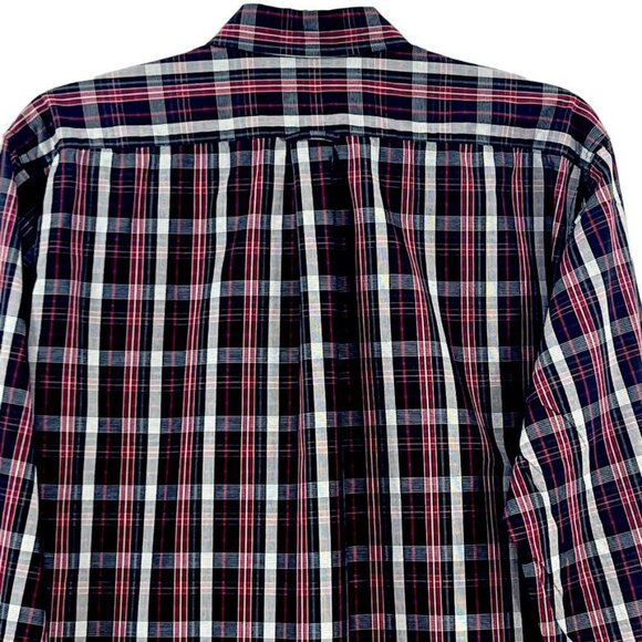 Izod Mens Button Up Long Sleeves Shirt Size L Collared Plaid Red Black Cotton - Picture 6 of 10